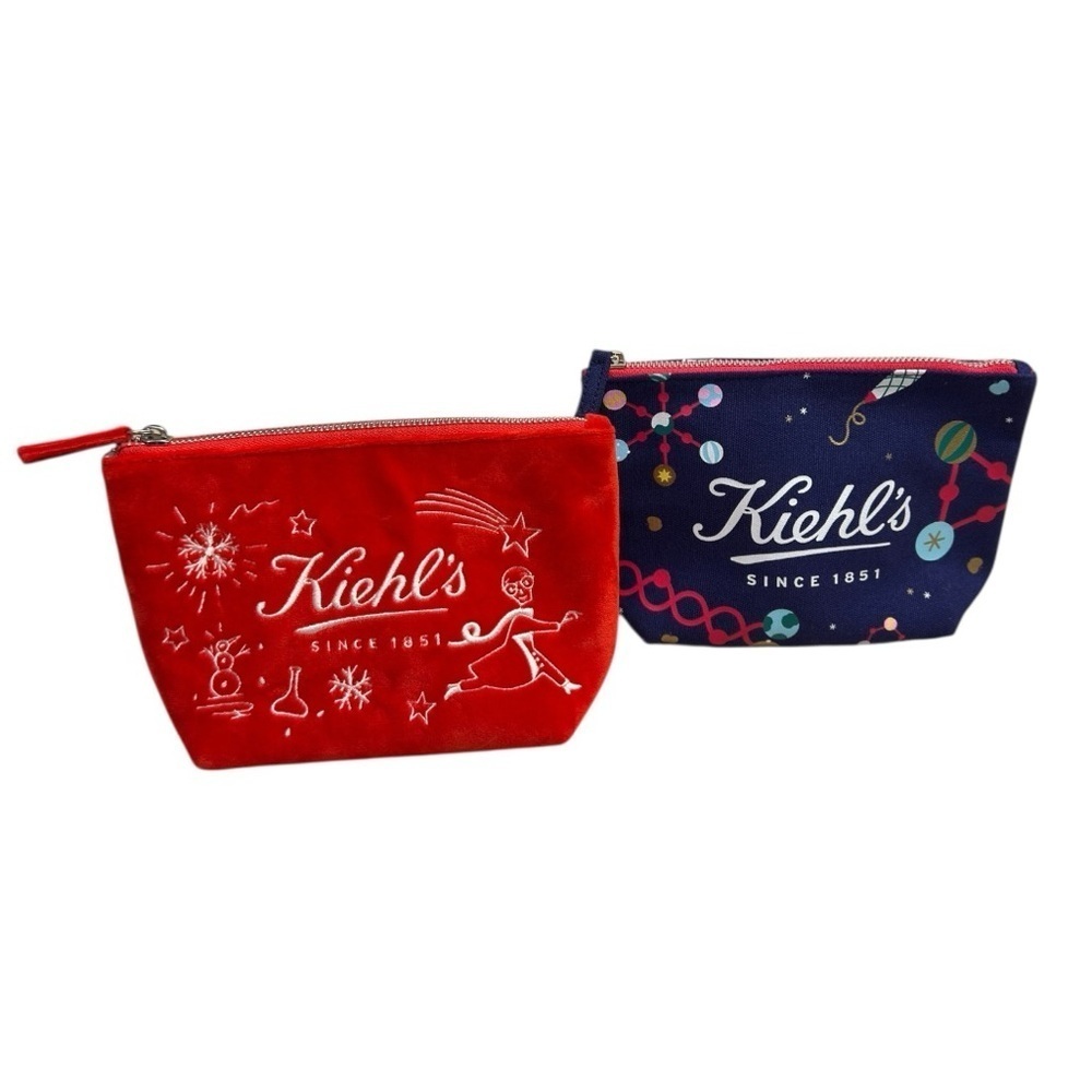 Kiehl’s Limited Edition Cosmetic Bags Travel Makeup Pouch Set Holiday Christmas - Picture 3 of 14